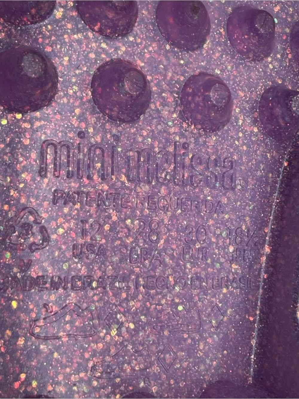 Mini Melissa Possession Shiny Sandal  Lilac Purple Glitter Kids Sz 12